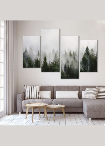 Модульная картина из четырех частей Туманный Лес 129x90 см (MK412804) Malevich Store (333339020)