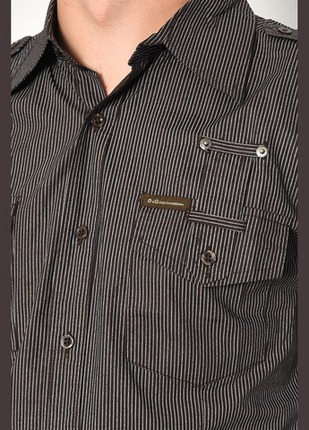 Сорочка чоловіча коричневого кольору в смужку Let's Shop (296551540)