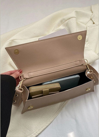Женская классическая сумка 1481 багет бежевая No Brand (283251675)