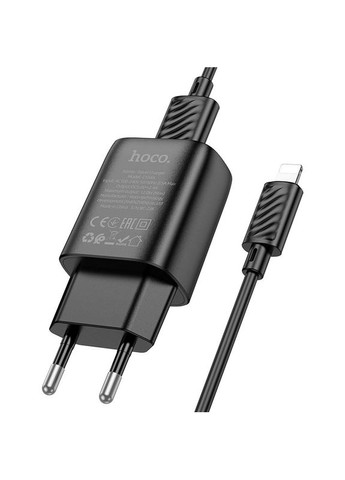 Сетевое зарядное устройство с кабелем single-port charger set (iP) (EU) Black (6942007621311) Hoco C134A Solid (372679309)