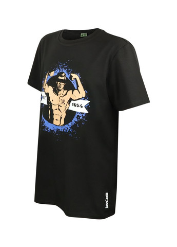 Чорна футболка чорна з коротким рукавом кулір з принтом est. 1654 4PROFI