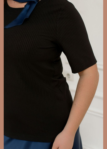 Черная летняя базовая трикотажная футболка с коротким рукавом No Brand