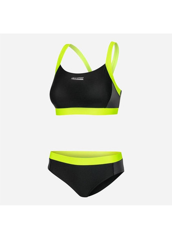 Черный демисезонный купальник раздельный женский naomi 460-138 40 (l) черный/серый/флуоресцентный желтый (5908217671196) Aqua Speed