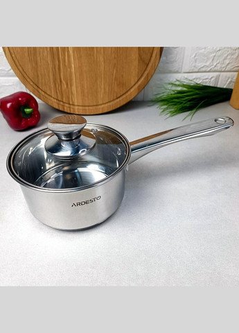 Ковш 1.1л из нержавеющей стали с крышкой с многослойным дном Gemini Ardesto (303211880)