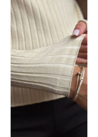 Бежевый демисезонный женский гольф с вискозой, размер (арт. 0414) No Brand