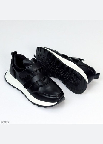 Чорні шкіряні кросівки на липучках, кросівки Yimeili Meris чорні демісезони (300090568)