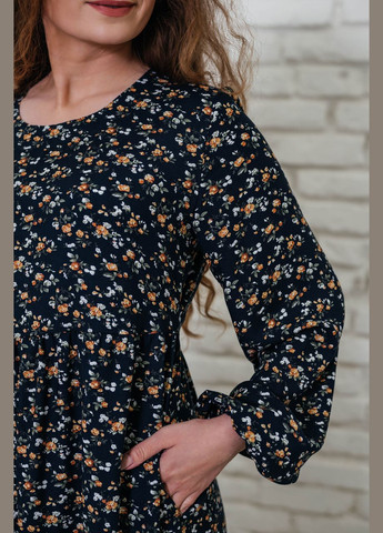 Темно-синя темно-синя сукня в квітковий принт зі штапелю V.O.G.