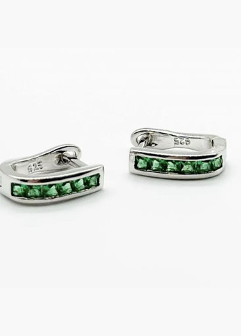 Срібні сережки Доріжка із Зеленими Каменями срібло 925 проби Родоване с2фи/159 No Brand (313452954)