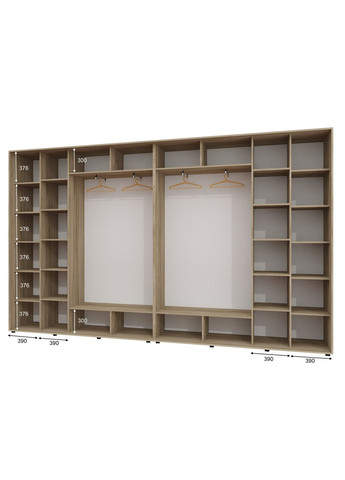 Шкаф-купе четырехдверный 410*45*220 см Дуб крафт серый 4 двери ДСП ШК-02 Алекса (360479122)