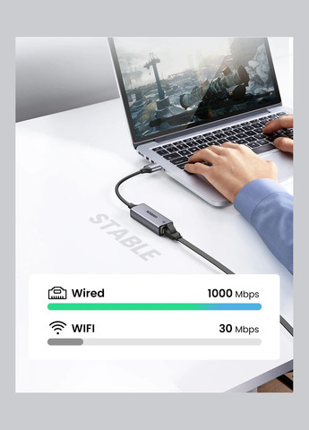 Наружная сетевая карта / Сетевой адаптер USB type C CM209 Gigabit Ethernet LAN RJ45 (50737) Ugreen (300523727)