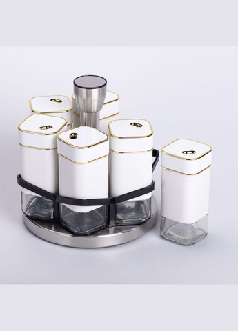 Набор для специй 6 штук по 120 мл на подставке, белый Yiwu (324609652)