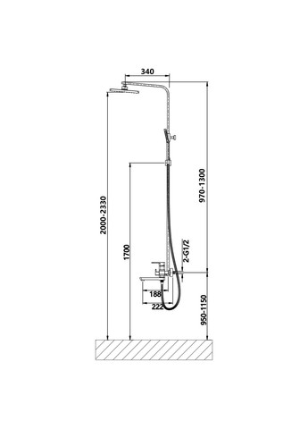 Душова система універсальна Wawel на три споживача (з виливом) (k35) LDWAW1030WHI45401 White LIDZ 1030 (324250433)