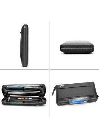 Мужской кожаный клатч с ручкой кошелек портмоне на молнии кожа черный Eton (316660123)