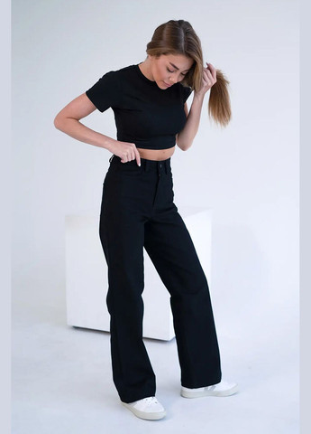 Жіночі прямі штани COTON TWILL Чорні Teamv (317310444)
