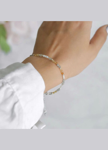 Браслет натуральный камень Цитрин, Лабрадор, Перламутр фур-ра гип-ный сплав цвет серебро d-3мм+- L-18-23см No Brand браслет (302319031)