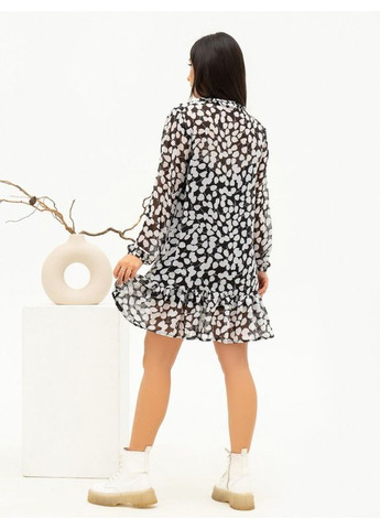 Комбинированное платье sa-443 черно-белое ISSA PLUS однотонное