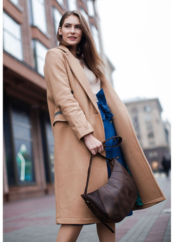 Кожаная женская сумка Круассан темно-коричневая BlankNote сумка бохо (348359388)