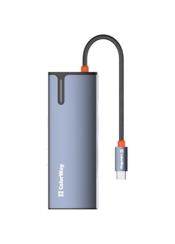USB-хаб USB-C - 3xUSB-A 3.0 HDMI 4K RJ-45 USB-C PD 100W Dark Grey (CW-HUB02) Colorway (397633067)