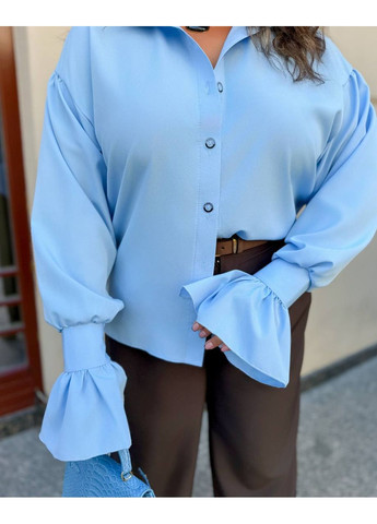 Блакитна стильна блуза вільного крою — заміри в описі GD/GL Модний простір