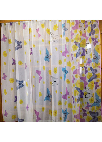 Фіранка готова коротка Классік метелики бузкові права No Brand (372133984)