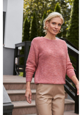 Рожевий зимовий жіночий напівпрозорий теплий джемпер із вовни (2910) Triko Bakh