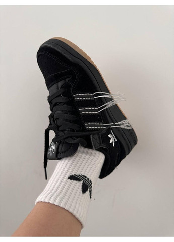 Чорні Осінні кросівки чоловічі adidas forum black / white threads адідас форум No Brand