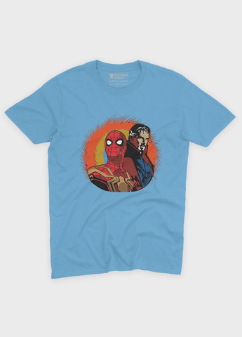 Голубая демисезонная футболка для девочки с принтом супергероя - человек-паук (ts001-1-lbl-006-014-006-g) Modno