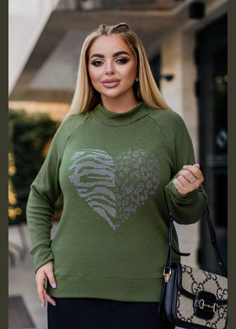 Оливковый демисезонный свитер женский оливкового цвета пуловер Let's Shop