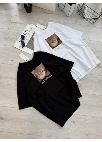 Женская футболка оверсайз с принтом. Україна - (358934335)