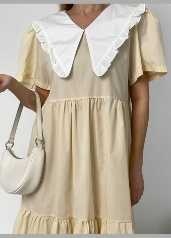 Желтое платье с воротником желтое 111415 жёлтый No Brand