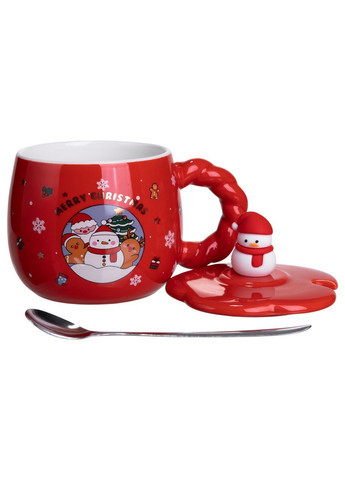 Чашка фарфоровая Зимняя сказка 400 мл с крышкой и ложкой Yiwu (369960269)