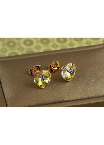 Серьги гвоздики Сваровские сердечки желтые хамелеон 1 см золотистые love-shopping Xuping Jewelry (362504312)