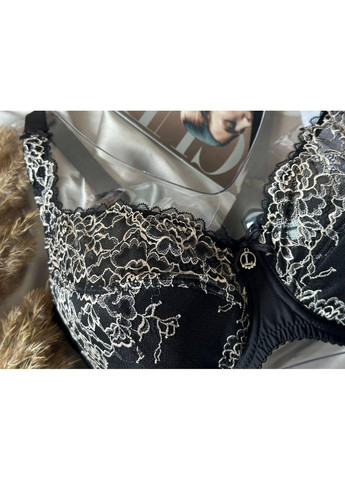 Чорний бюстгальтер тонкий м'який поролон 11679 чорно-бежевий Lanny Mode