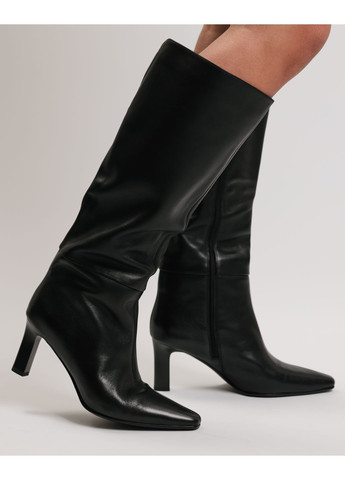 Чоботи на підборах чорна шкіра Berkonty (362027821)