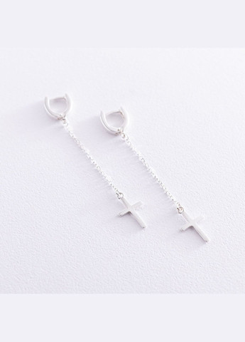 Серебряные серьги Крестики на цепочке 122816 Oniks (268211905)