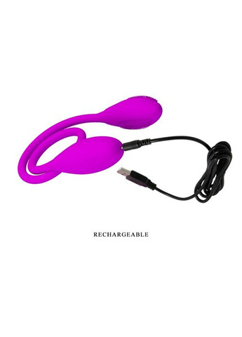 Вібратор із силікону для подвійної стимуляції Snaky Vibe фуксія Pretty Love (297134363)