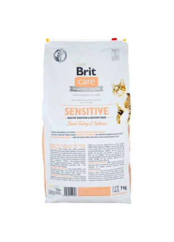 Корм сухой Cat Grain Free Sensitive HDigestion Delicate Taste для взрослых кошек с чувствительным пищеварением с индейкой Brit Care (393977647)