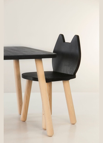 Дитячий столик і 2 стільчика Cat для дітей 4-7 років Чорний Tatoy (305847293)