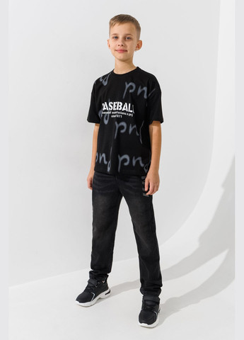 Черная летняя футболка с принтом для мальчика 12135 128 см черный shop (2000990886941) Baby Show