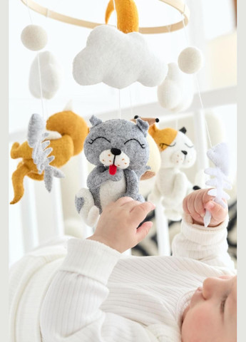 Дитячий музичний мобіль на ліжечко для немовлят WoollyFox "Сонні кошенята і мишка" на 35 мелодій No Brand (342758028)