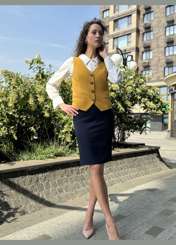 Короткий жилет с карманами горчичного цвета 3353 Cat Orange (303106788)