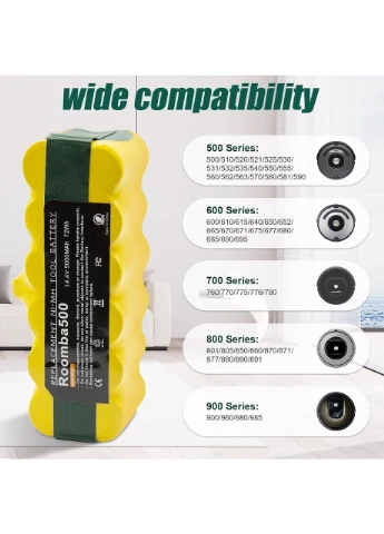 Посилений акумулятор BATTOOL 14.4V 5000mAh Ni-Mh для роботів-пилососів iRobot Roomba 500 / 600 / 700 / 800 / 900 серій No Brand (402625886)