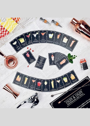 Набір карток з рецептами №1 для приготування коктейлів 40 шт (Cards-0140) Luxyart (314535502)