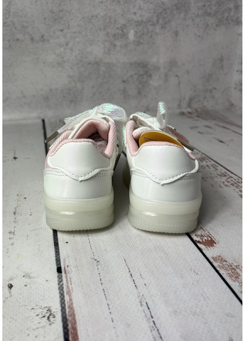 Кремовые всесезонные кроссовки детские на девочку led белый (470) Clibee