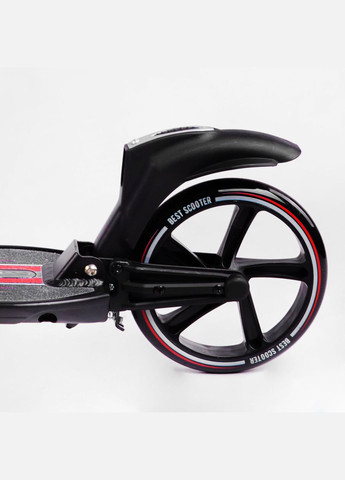 Двоколісний складний самокат, ліхтарик, 2 амортизатори. Black and red (114434) Best Scooter (340911640)
