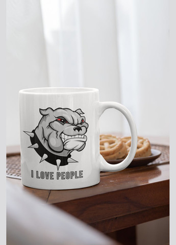 Чашка керамічна з принтом "I Love People" 330 мл, біла No Brand (324264292)