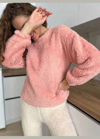 Персикова зимня піжама жіноча тепла кофта + брюки No Brand