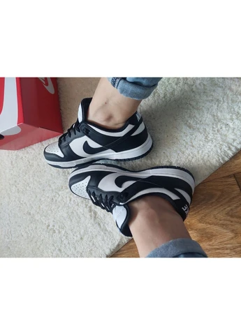 Білі літні кросівки nike dunk low retro black white найк данк No Brand