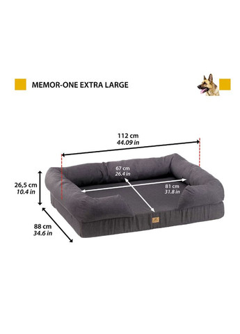 Ортопедичний лежак для собак та котів Memor-One XL з ефектом пам'яті сірий 112x88x26.5 см 81065599 Ferplast (323224546)