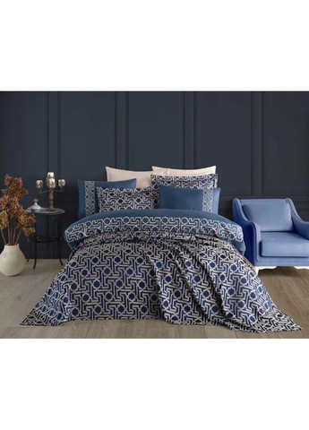 Набор постельного белья с вышивкой и жаккардовым покрывалом - Luna bej бежевый евро Dantela Vita (286420282)